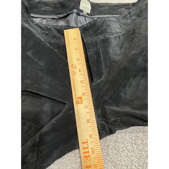 Ecru Leather Straight Leg Pants Women sz 6 black 100% leather half Lined trouser - Picture 7 of 12